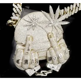 Iced Out Carta Personalizada Sterling Sier VVS Mossanite Diamante Número Nome Pingente Joias Hip Hop