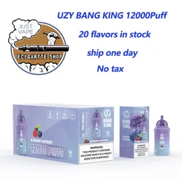 Original Uzy Bang King 12000 puffstänger engångsvape penna e cigaretter 23 ml per fyllda skidkassett 650mAh uppladdningsbara batteriförningar 12k