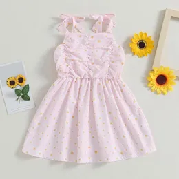 Mädchenkleider Listenwind 6M-5Y Kleinkind Mädchen Sommer Lässiges Süßes Kleid Rosa Ärmelloses Blumenmuster Spaghettiträger