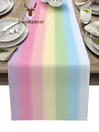 Stoły Candy Rainbow Stripes Runner Party Wedding Dekoracja stołowa maty stołowe Maty świąteczne 230408