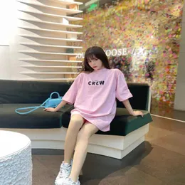 Designer t shirt Spring High Edition Summer CREW Hyun Elegant Letter Print OS Loose Version Couple Sleeve T-Shirt