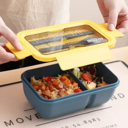850ml Mikrodalga Öğle Yemeği Kutusu ile Kaşık Yemek çubukları yemek yemek konteyneri Çocuk Çocuk Okulu Ofisi Mikrodalga Bento Kutusu