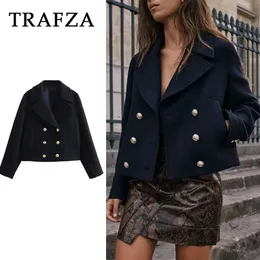 Futro dla kobiet Faux Trafza 2023 Autumn Winter Woman Casual Four Bedeed Jackets Modna Lady Lady Solid Elegancki Demisason Short 231108