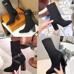 Lvlies ricamato louisity vittonly Heel Designer Donna Silhouette Stret Ankle Martin Boots Winter Shoe Warn Bota Stretch Casual Tessuto Bootie Stampa Fiore 6FAY