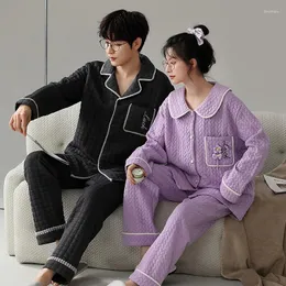 Women's Sleepwear Winter Couple Pyjamas Suit Thick Warm Air Clip Cotton Pajamas Set Men Women Pijamas