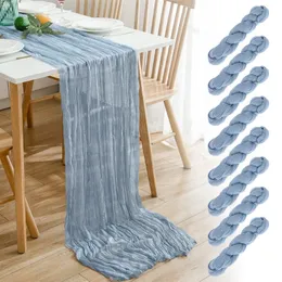 Biegacz stołowy 10/1 Wedding Table Runner Linen bawełny stół szałwia zielona gaza stolik serowy ciasto okładka stołowa do obiadu dekoracja 230408