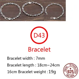 D43 S925 Sterling Silver Bracelet Punk Hip Hop Style Personalized Classic Jewelry Ball Cross Flower Letter Shape Gift for Lovers