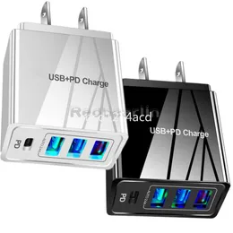 3.1a 4 포트 유형 C PD USB C WALL Charger EU 미국 AC 홈 여행 전력 어댑터 14 15 Pro Samsung S22 S23 Note 20 Xiaomi HTC MP3 M1