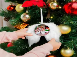 Sublimation Angel wing Ornaments MDF party supplies double side Christmas decorations Christmas Tree Hanging Tag6458086