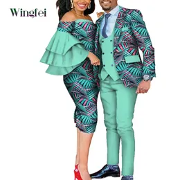 Ubranie etniczne dashiki afrykańscy miłośnicy garnituru mąż imprezowy mąż i żona garnitura afrykańskie ubrania dla pary mężczyzn i kobiet 2 sztuki zestaw Wyq677 231108