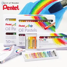 Crayon Pentel PHN12/25/36/50 Colors Round Shaped Crayons For Kids Set Soft Professional Oil Pastels Drawing Pen For Children 231108