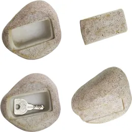 Faux Stone Nyckelhållare hartslådor Fake Rock Key Hider Decoration för inomhus utomhusgård Garden Dölj ett hus reservtangentlås utanför vattentät säker lagringslåda