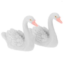 Decorações de jardim 2 pcs ornamentos decorativos cisne estatueta decoração em massa mini brinquedos resina festa em casa ao ar livre jogar crianças modelo