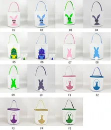 Happy Easter Burlap Bunny Ears Handbag Canvas Rabbit Basket Cute Candy Bucket for Holiday Kids Gifts1079492
