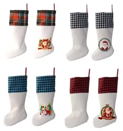 Sublimation Buffalo Plaid Weihnachtsstrumpf 4 Farben Blanko Halloween Süßigkeiten Socken Santa Geschenktüte Weihnachtsbaum Oranment C8514471625