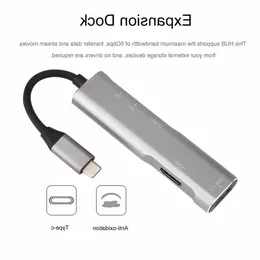 Freeshiping USB 31 Type C To 4K HD-MI HUB Type-C Adapter Thunderbolt 3 Convertor USB-C Dock Dongle combo With TF charging for Macbook Htnn