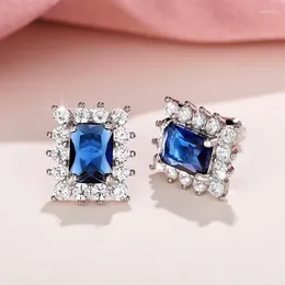 أقراط مسمار Caoshi Fashion Chic Blue Crystal Ear Buds Female Enalger Party Jewelry Systlish Lady Daily Assories يمكن ارتداؤها