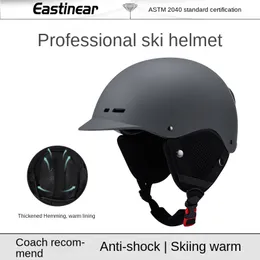 Capacete de esqui de segurança esportiva placa única proteção de placa dupla adulto esportes ao ar livre formação de uma peça capacete de esqui térmico pf