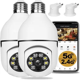 Cámara de bombilla, cámara WiFi WiFi 5G2.4 GHz de 3.0MP, aplicación Tuya, visión nocturna de 360 ​​° PTZ, alarma de detección de movimiento humano