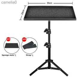 Tripés 120cm portátil tripé câmera profissional suporte universal montagem laptop projetor suporte de projeção com bandeja de alumínio outdoorl231109