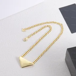 Triangle Mental Chain Necklace Classic Golden Plated Pendant Necklace Jewelry Christmas Gift