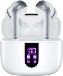 Наушники Bluetooth True Wireless Earbuds 60H Воспроизведение со светодиодным дисплеем питания и чехлом для беспроводной зарядки IPX5 Водонепроницаемые наушники-вкладыши 1BW0Q
