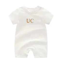 vestiti per bambini lettera di marca di moda estiva Cotone a maniche corte Pagliaccetto per neonato bianco rosa 0-24 mesi