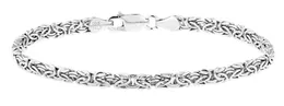 Włoski 925 Srebrny srebrny 4 mm płaska bizantyjska bransoletka łańcucha łącza dla kobiet nastolatków, 925 Made we Włoszech