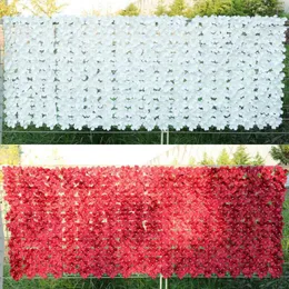 Decorative Flowers 1pc Artificial Cherry Blossom Leaf Privacy Fence Screen Home Garden Wall Wedding Hedge Waterproof Decoration