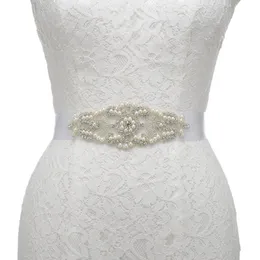 Belts JLZXSY Wedding Bridal Pearl And Rhinestone Accented Satin Sash Belt Weding Dress