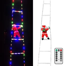 Decorazioni natalizie Babbo Natale che si arrampica su una scala di corda Decorazioni natalizie per interni ed esterni Decorazioni natalizie impermeabili Luce LED con telecomando 231109