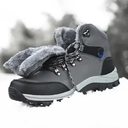 Boots Winter Men Boots Waterproof Leather Sneakers Snow ankle Boots Outdoor Male Hiking Boots Work Shoes High Top Non-slip work Boots 231108