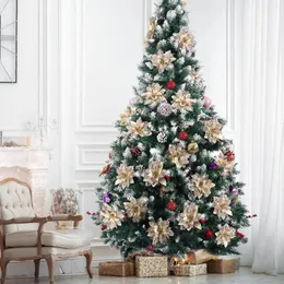 Fiori decorativi 12 pezzi Decorazioni per alberi di Natale artificiali con glitter natalizi, steli e clip per decorazioni per feste di Natale