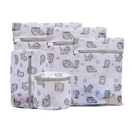 ランドリーバッグ5 PCS/セット漫画猫ランドリーバッグ洗濯機用の洗濯製の下着ブラジャー洗濯バッグ231109