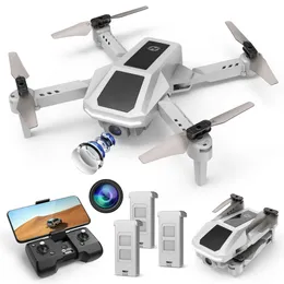 Drone per adulti e bambini HS430, quadricottero RC pieghevole con fotocamera 1080P, controllo vocale e 3 batterie, grigio