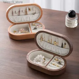 Jewelry Boxes Jewelry Storage Box Ins High-end Luxurious Necklace Earrings Portable Jewelry Box Organizer Made From A Piece Of Wood Ring Box Q231109