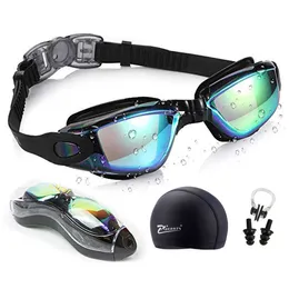 Yüzme Goggles Hat Anti Sis UVProfessional Silikon Gözlük Kadın Çocuklarının Erkekleri Dalış Burun Kulaklıkları P230601