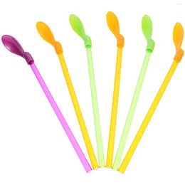 Spoons 6 Pcs Smoothie Straw Drinking Tea Spoon Dual Purpose Party Multifunction Stir Kitchen