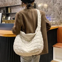 Waist Bags Casual Large Capacity Tote Shoulder Designer Ruched Handbag Nylon Quilted Padded Crossbody Bag Female Big Purse