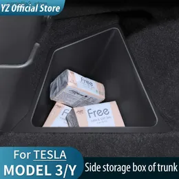 Bilarrangör YZ Car Trunk Side Storage Box Under Seat Organizer Flocking Mat Partition Board Stowing Tiding For Tesla Model Y 2021-2022 Q231109