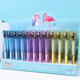 48pcs/lot color diamond handle handle cartoon unicorn ink gel supplies creative learning supplies cute write pen stelivery homepts 2989