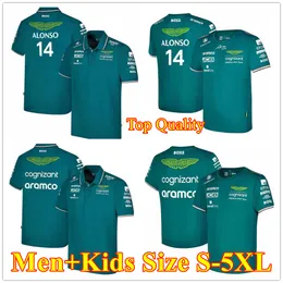 قمصان عالية الجودة Aston Martin Jerseys T-Shirt AMF1 2022 23 رجالًا و Kids Official Boys Girls Fernando Alonso Formula 1 Racing Suit F1 Moto Moto Motor Searcher Tees