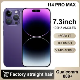 New Smart Cross-Border Mobile Phone I14 Pro Max True 4G 7.3 Inch Incell Large Screen 13 Million Pixels