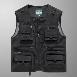 Men's Vests Sleeveless Jacket Fashion Fishing For Pocket Pography Waistcoat Casual Spring Autumn Outdoors Military Black 2023 231109