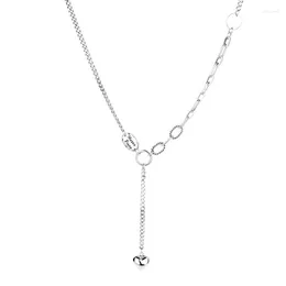Kedjor 211L ZFSILVER S925 Sterling Silver FashionTrendy Retro Design Oval Tassel Heart Halsband Women Wedding Charms smycken Match-All-All