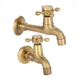 Bathroom Sink Faucets Vintage Solid Brass Faucet Wall Mounted Single Cold Water Tape For Kitchen Mop Pool Outdoor Garden