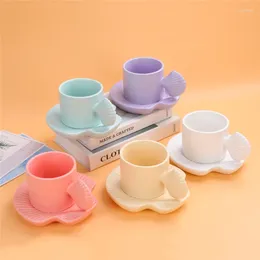 Fincan tabakları kabuk kahve seti seramik kupa kahvaltı fincan sevimli yağ
