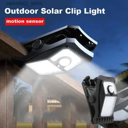 أضواء الجدار الشمسي LED LED Solar LED Street Clip-On Motion Motion Sensing Light IP65 Light Camping Light For Fence Deck Camping Tent Patio Q231109