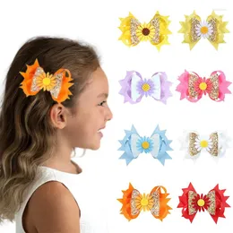 Hair Accessories Fashion Glitter Sunflower Bow Clip Cute Children Handmade Bowknote Hairpin Girls Headdress Korea Ornaments