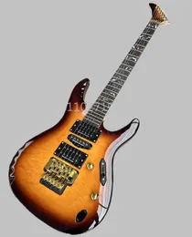 Chitarra elettrica Factory Sunburst a 6 corde riempita con impiallacciatura di acero Fretboard in palissandro Hardware personalizzato dorato